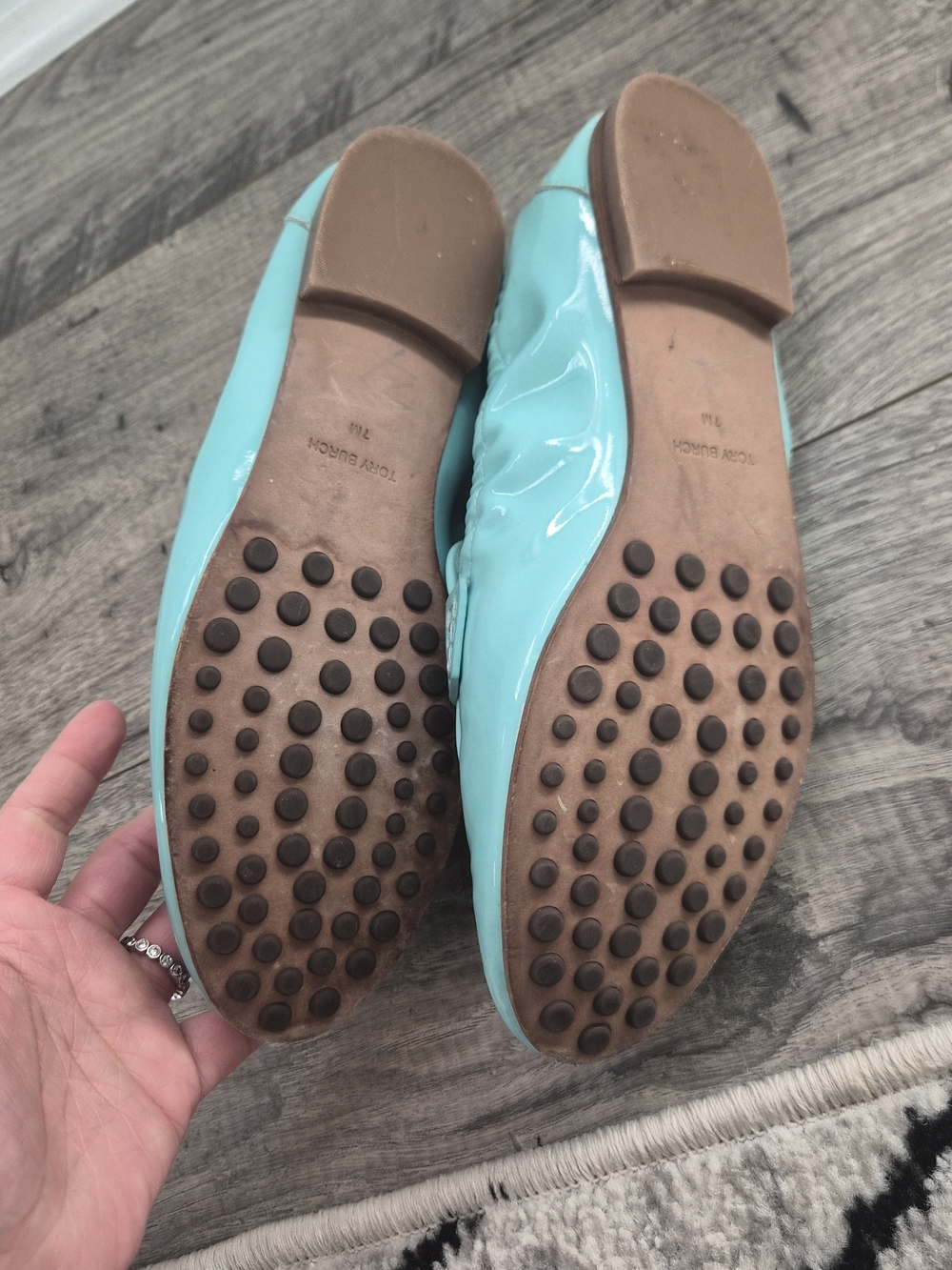 Tiffany Blue Patent Loafers with Silver Accent - Picture 7 of 7